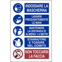 Cartello in Alluminio 300x200mm Varie Covid-19