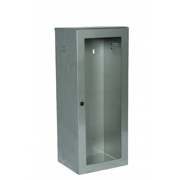 Cassetta p. estintore kg. 5/9/ 12 inox con portello per lastra safe window (esclusa cod.9461) con chiusura sigillabile dim.325x270x800h