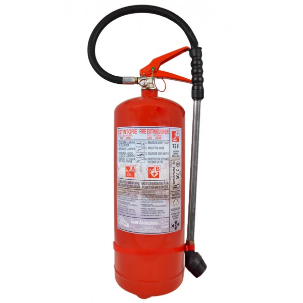 Estintore lt. 6 schiuma 34A-233B-75F con lancia prolunga e bombola plastificata internamente Estintore lt. 6 schiuma 34A-233B-75F con lancia prolunga e bombola plastificata internamente