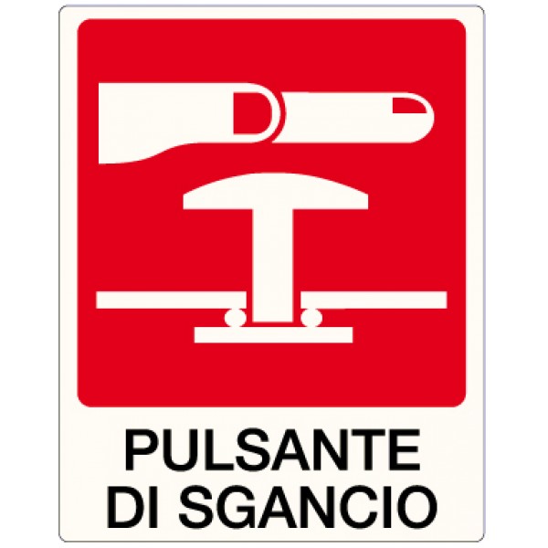 Etichetta autoadesiva formato mm 120x150 pulsante di sgancio