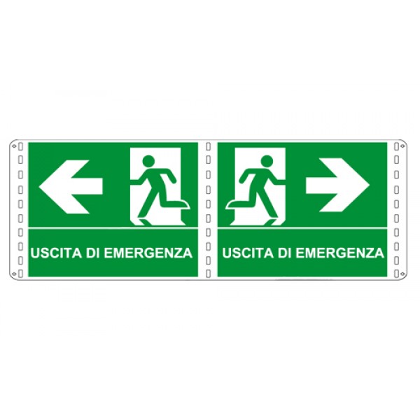 Cartello in alluminio formato mm 310x250 bifacciale percorso verso uscita em dx
