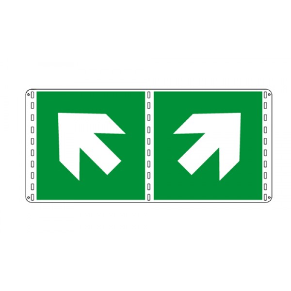 Cartello in alluminio lato mm 160 bifacciale pittogramma freccia 45° dx alto
