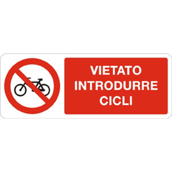 Cartello in alluminio formato mm 330x125 vietato introdurre cicli