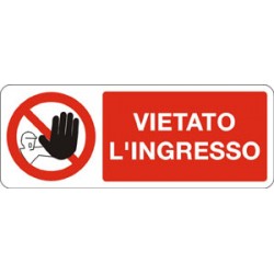 Cartello in alluminio formato mm 330x125 vietato l'ingresso