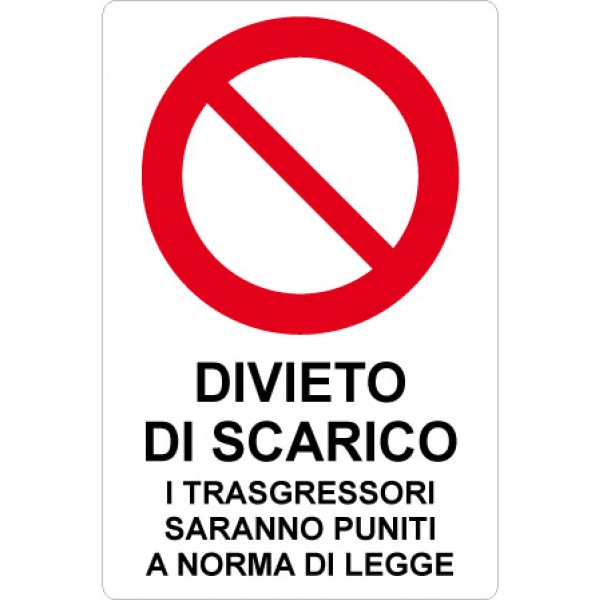 Cartello in alluminio formato mm 330x500 divieto di scarico i trasgr.