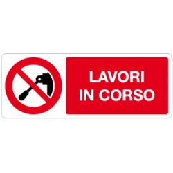 Cartello in alluminio formato mm 330x500 lavori in corso