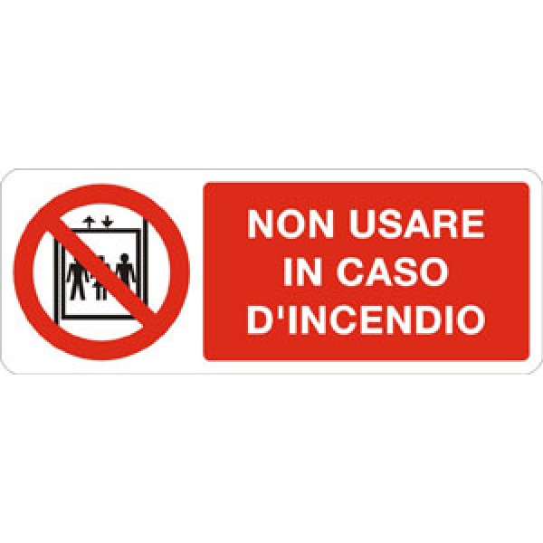 Cartello in alluminio formato mm 330x500 non usare in caso d'incendio