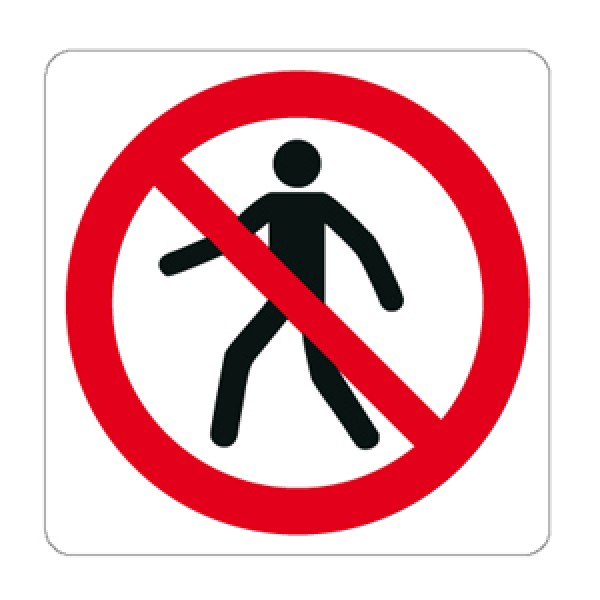 Cartello in alluminio lato mm 125 pittogramma vietato ai pedoni