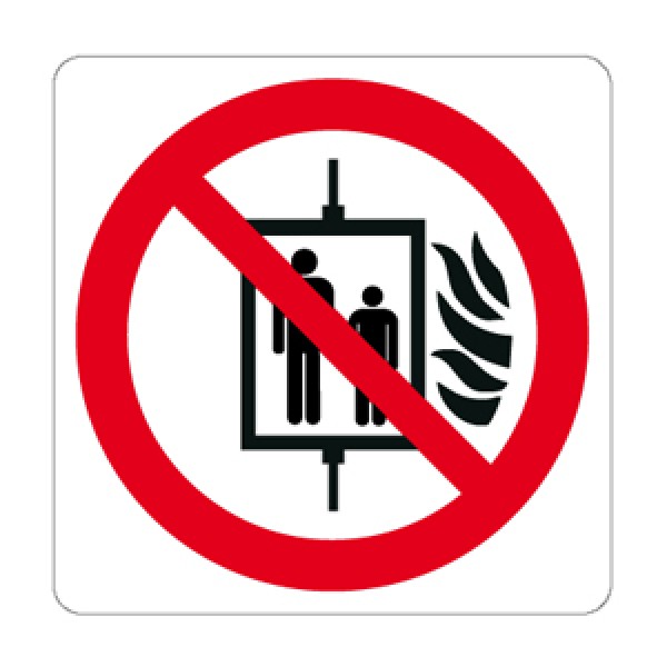 Cartello in alluminio lato mm 125 pittogramma vietato uso ascen incendio