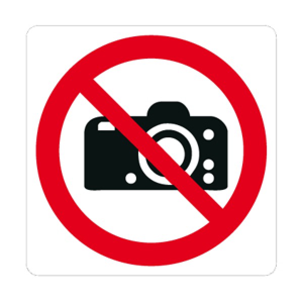 Etichetta autoadesiva lato mm 125 pittogramma.vietato fotografare