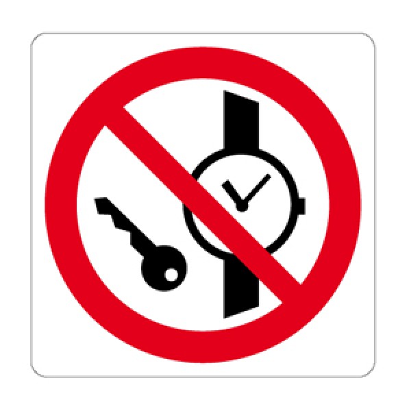 Etichetta autoadesiva lato mm 125 pittogramma vietato oggetti metallici Etichetta autoadesiva lato mm 125 pittogramma vietato oggetti metallici