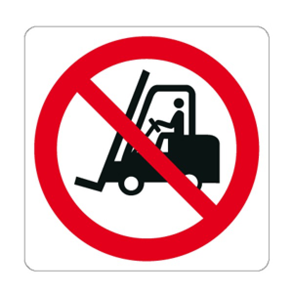 Etichetta autoadesiva lato mm 125 pittogramma vietato transito carrelli Etichetta autoadesiva lato mm 125 pittogramma vietato transito carrelli