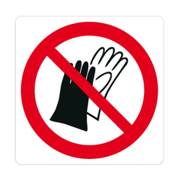 Etichetta autoadesiva lato mm 125 pittogramma vietato usare guanti