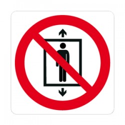 Etichetta autoadesiva lato mm 125 pittogramma vietato uso ascensore