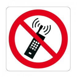 Etichetta autoadesiva lato mm 125 vietato uso cellulare