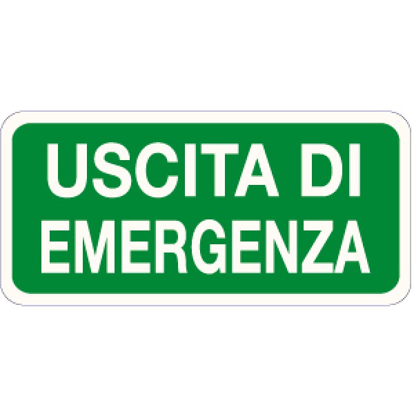 Cartello in alluminio formato mm 220x100 uscita di emergenza (1733a) Cartello in alluminio formato mm 220x100 uscita di emergenza (1733a)