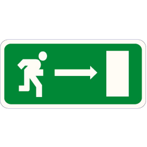 Cartello in alluminio formato mm 350x165 pittogramma percorso vs uscita em dx