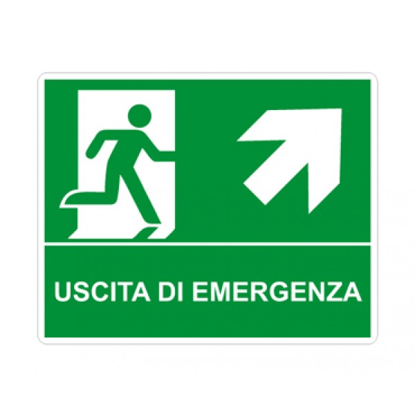 Cartello in alluminio formato mm 500x400 uscita di emergenza salita dx