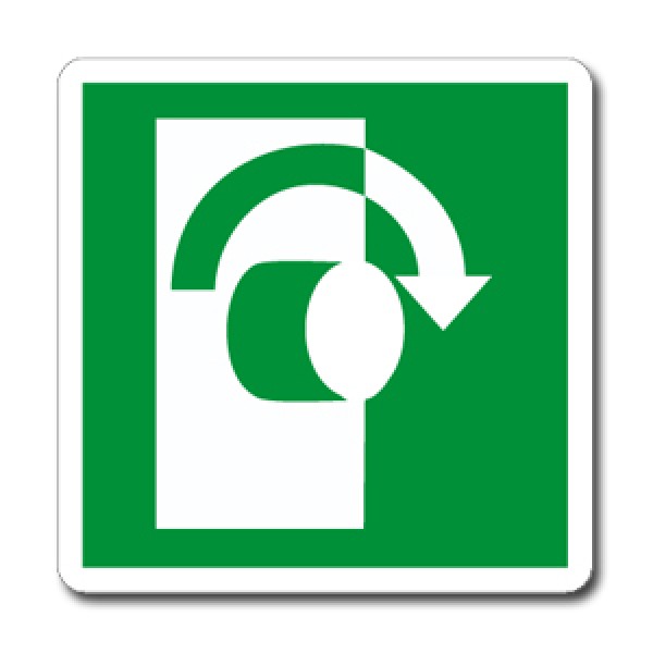 Etichetta autoadesiva formato mm 120x150 per aprire girare senso orario