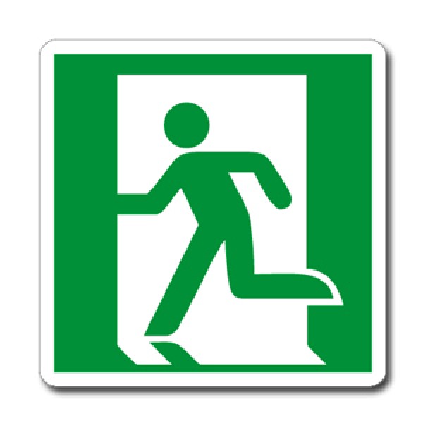 Cartello in alluminio lato mm 400 pittogramma percorso vs uscita emergenza sx