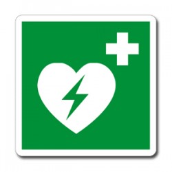 Etichetta autoadesiva lato mm 120 pittogramma defibrillatore di emergen