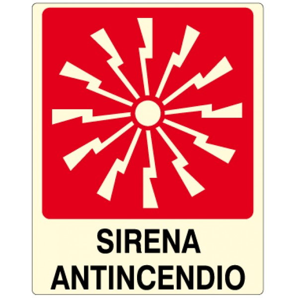 Cartello in alluminio formato mm 250x310 luminescente sirena antincendio