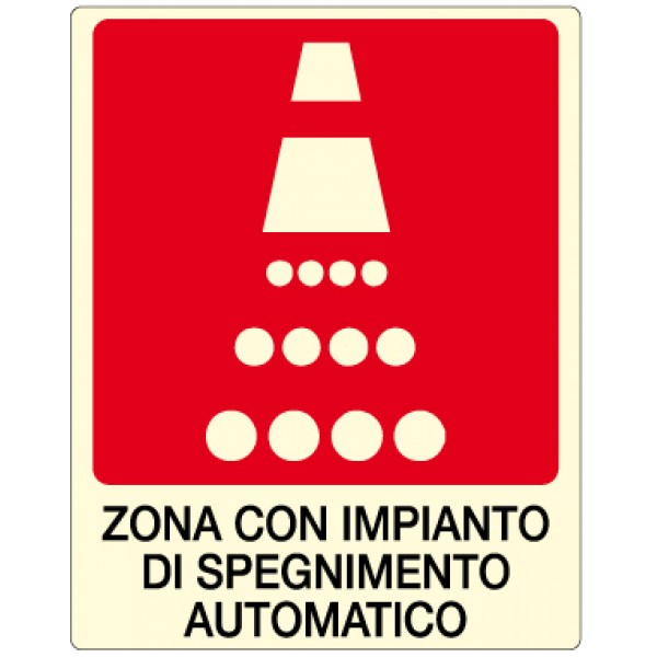 Cartello in alluminio formato mm 250x310 luminescente zona con impianto spegnimento automatico