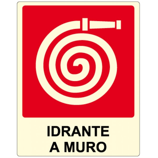 Cartello in alluminio formato mm 400x500 luminescente idrante a muro
