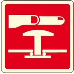 Cartello in alluminio formato mm 120 luminescente pittogramma pulsante di sgancio