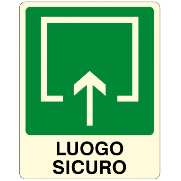 Etichetta autoadesiva formato mm 120x150 luminescente luogo sicuro