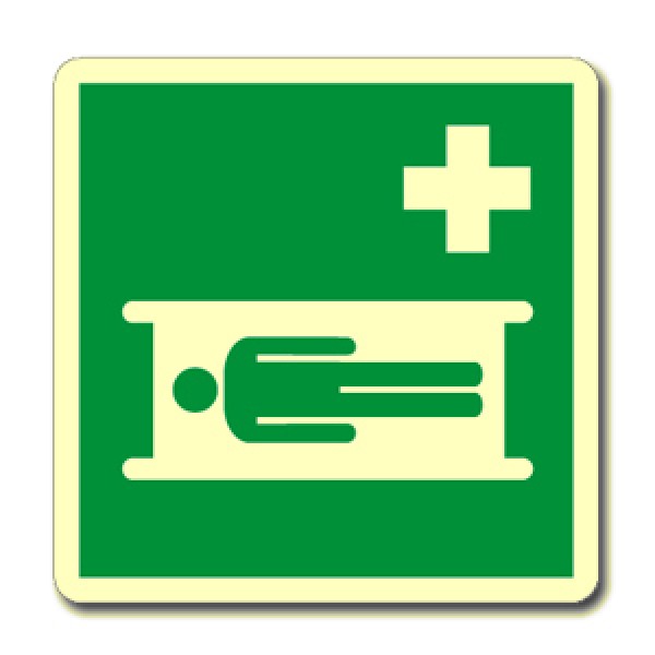 Cartello in alluminio formato mm 250x310 luminescente barella di pronto soccorso Cartello in alluminio formato mm 250x310 luminescente barella di pronto soccorso