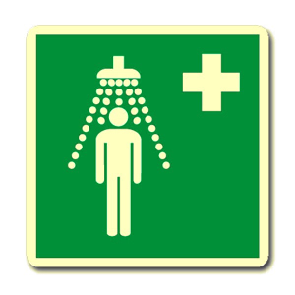 Cartello in alluminio formato mm 400x500 luminescente doccia di emergenza