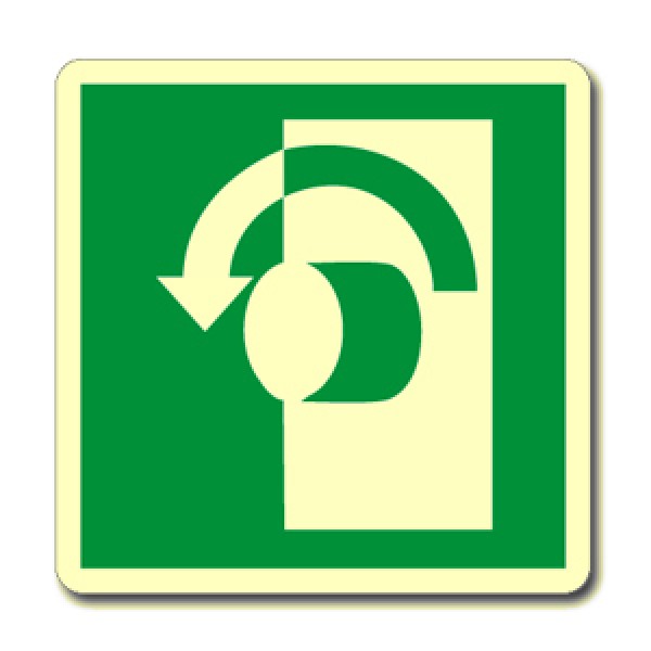 Etichetta autoadesiva formato mm 120x150 luminescente per aprire girare senso antiorario
