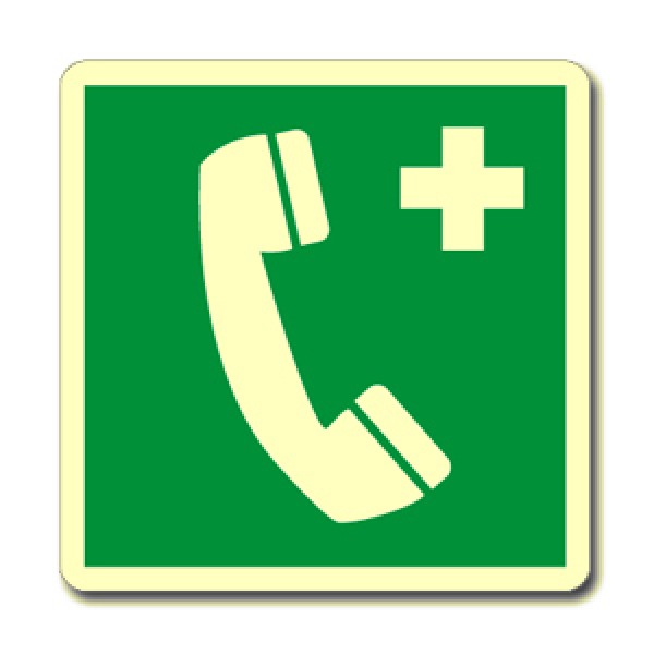 Cartello in alluminio lato mm 400 luminescente pittogramma telefono emergenza Cartello in alluminio lato mm 400 luminescente pittogramma telefono emergenza