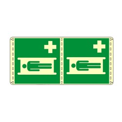 Cartello in alluminio formato mm 160x210 luminescente bifacciale barella di pronto soccors