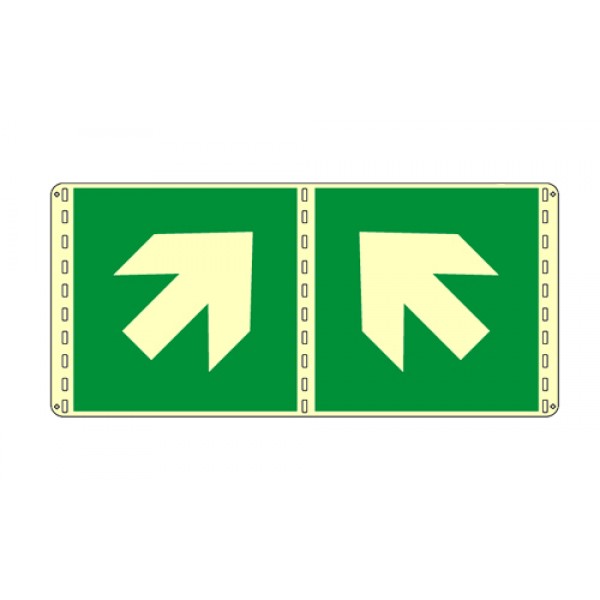 Cartello in alluminio lato mm 120 luminescente bifacciale pittogramma freccia 45° sx alto
