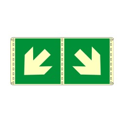Cartello in alluminio lato mm 160 luminescente bifacciale pittogramma freccia 45° dx basso
