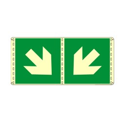 Cartello in alluminio lato mm 160 luminescente bifacciale pittogramma freccia 45° sx basso