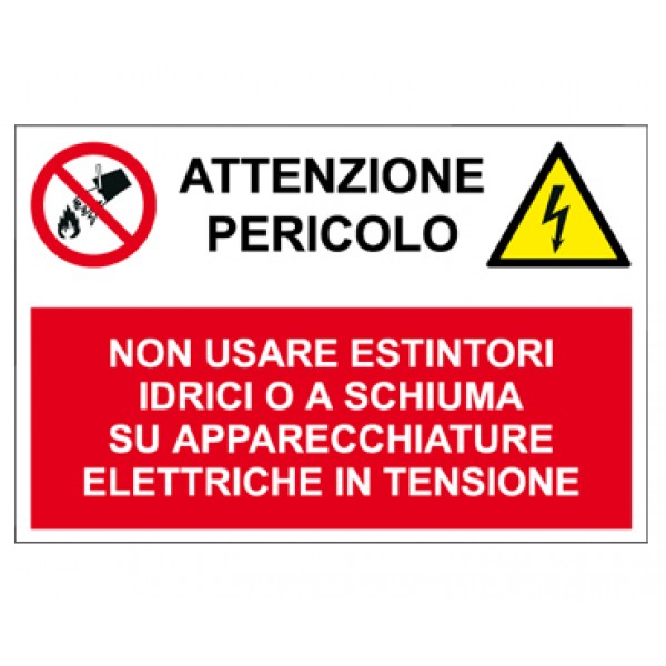 Cartello in alluminio formato mm 500x330 multisimbolo attenzione peric non estint Cartello in alluminio formato mm 500x330 multisimbolo attenzione peric non estint