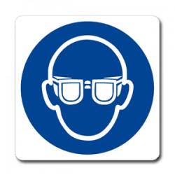 Cartello in alluminio formato mm 250x330 indossare occhiali protettivi (m0041011m)