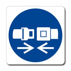 Cartello in alluminio formato mm 350x125 allacciare cintura sic muletto