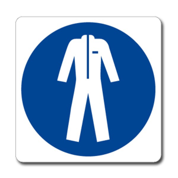 Etichetta autoadesiva formato mm 350x125 indossare indumenti protettivi Etichetta autoadesiva formato mm 350x125 indossare indumenti protettivi