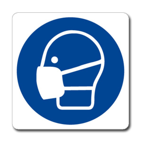 Etichetta autoadesiva formato mm 350x125 indossare maschera