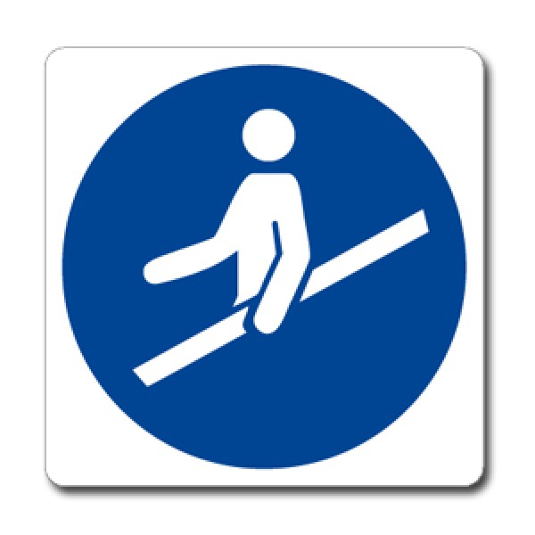 Etichetta autoadesiva formato mm 350x125 usare il corrimano (m0121064ad) Etichetta autoadesiva formato mm 350x125 usare il corrimano (m0121064ad)