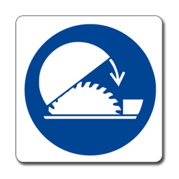 Etichetta autoadesiva formato mm 350x125 usare riparo regolabile sega