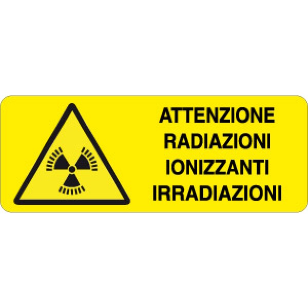 Cartello in alluminio formato mm 330x125 attenzione radiazioni ionizzanti irradiazioni