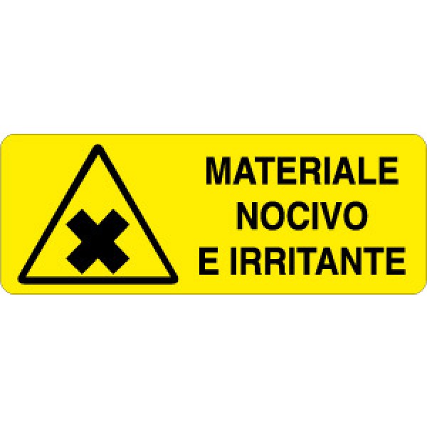 Cartello in alluminio formato mm 330x125 materiale nocivo e irritante (326a) Cartello in alluminio formato mm 330x125 materiale nocivo e irritante (326a)