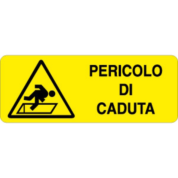 Cartello in alluminio formato mm 330x125 pericolo di caduta