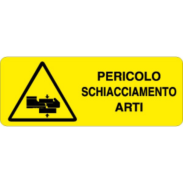 Cartello in alluminio formato mm 330x125 pericolo schiacciamento arti