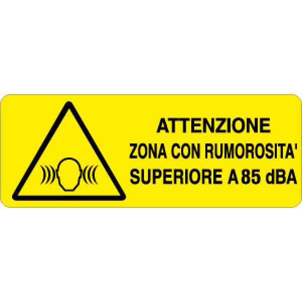 Cartello in alluminio formato mm 500x660 attenzione zona rumorosita' superiore 85dba Cartello in alluminio formato mm 500x660 attenzione zona rumorosita' superiore 85dba